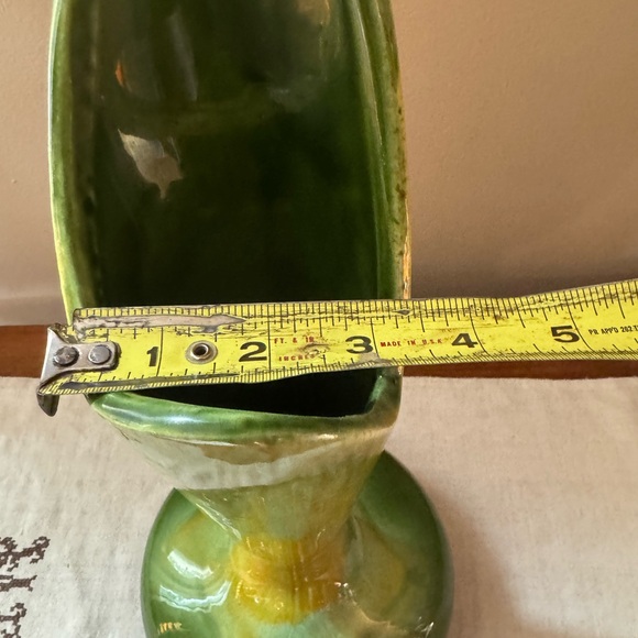 Elegant Green and Yellow Ceramic Vase - Picture 4 of 6